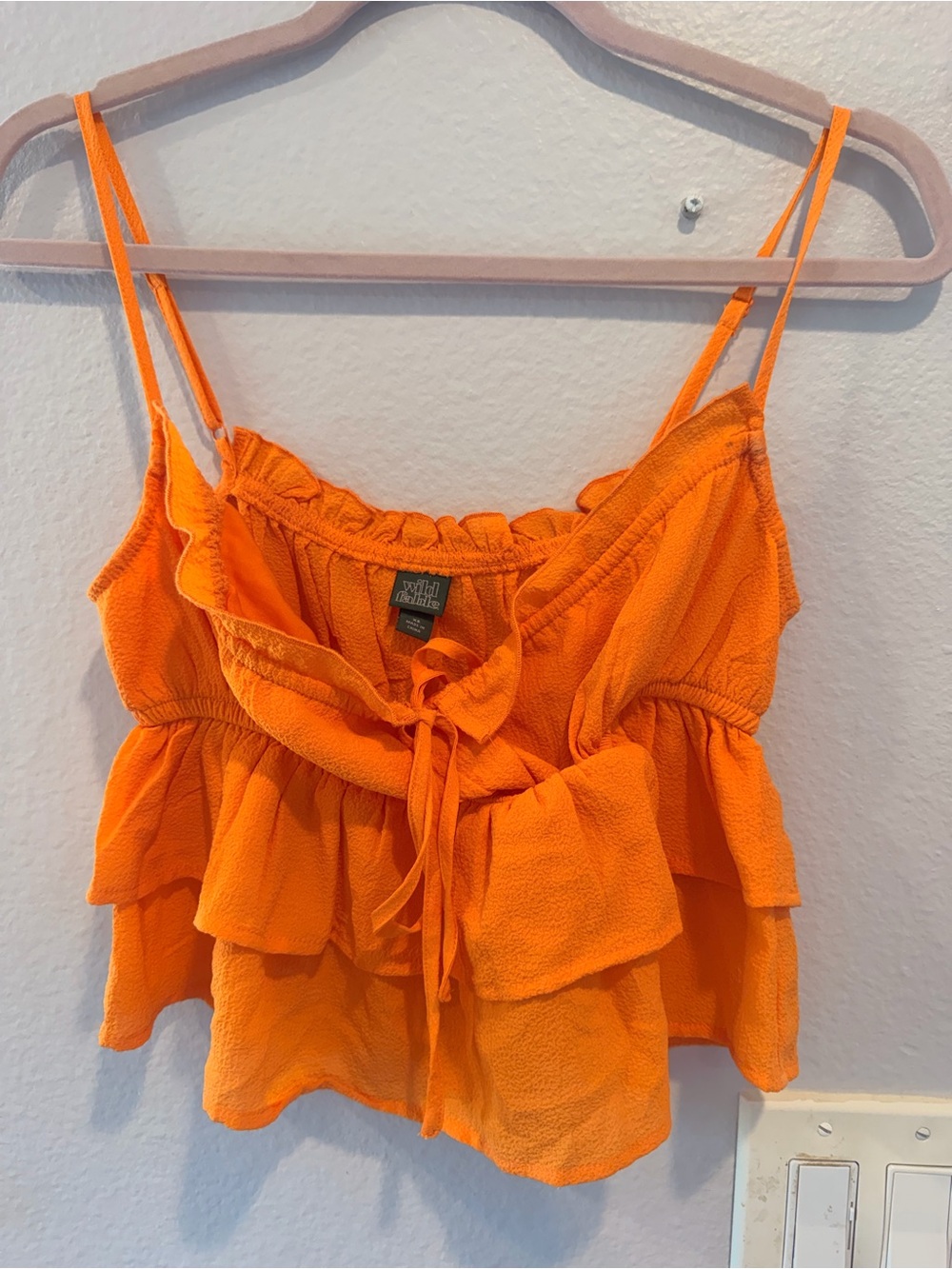 wild fable Orange Ruffled Tie-Front Crop Cami